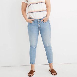 Madewell 9" Mid-Rise Skinny Crop Jeans in Asbury Wash: Button-Front Edition